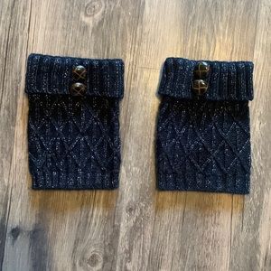 Black Boot Cuffs with Buttons and Shimmer Accents
